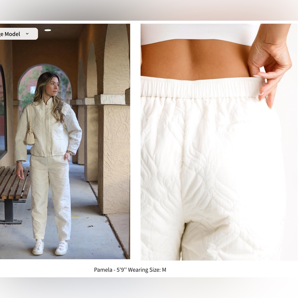 New with Tags Fabletics Apres Ski Quilted Pant - XXL Tall White Snow Pants